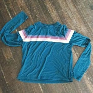 M Long Sleeve, turquoise with pink and purple stripes